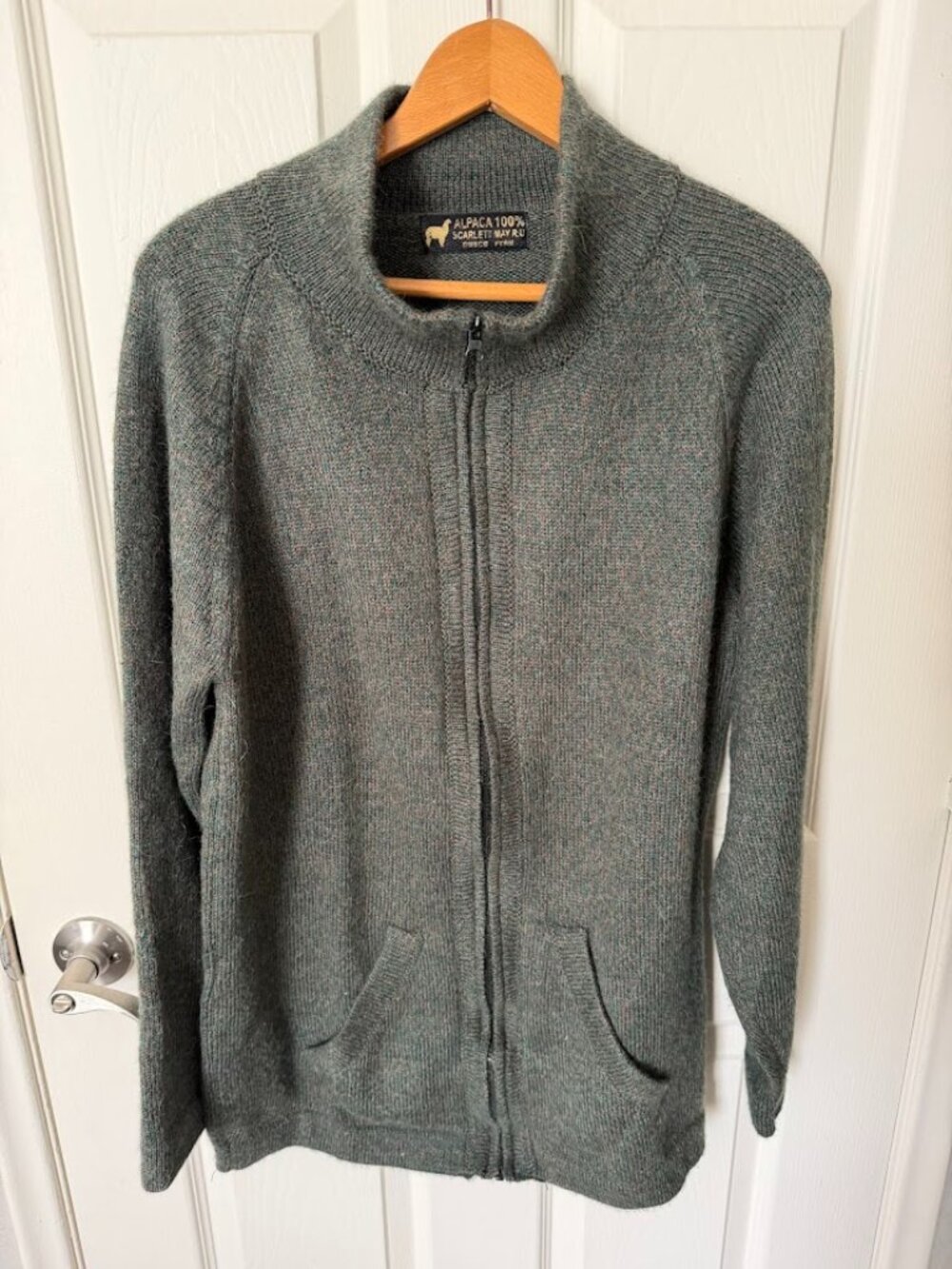 100% Alpaca Full Zip Sweater Large
